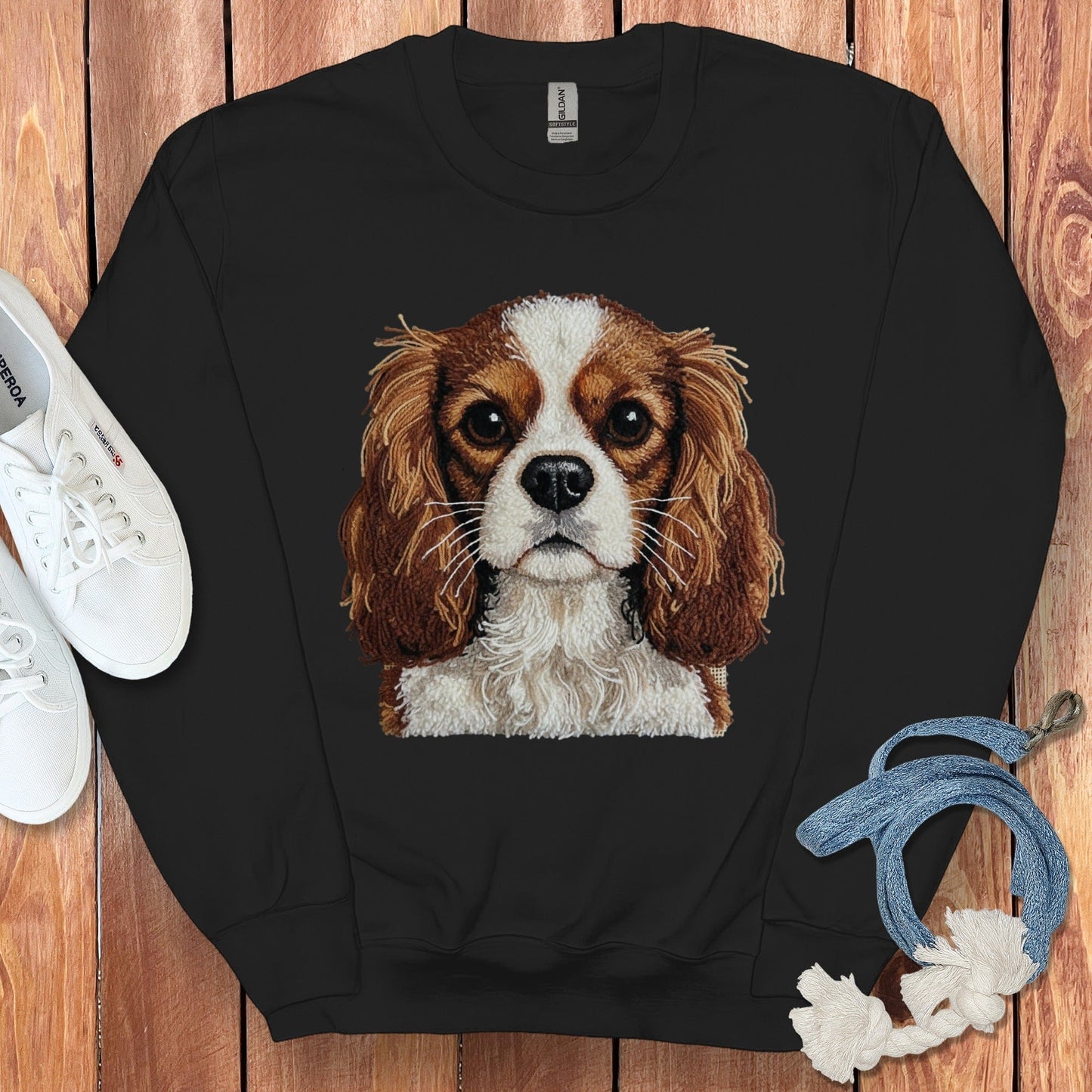 Realistic King Charles Cavalier Embroidered Sweatshirt