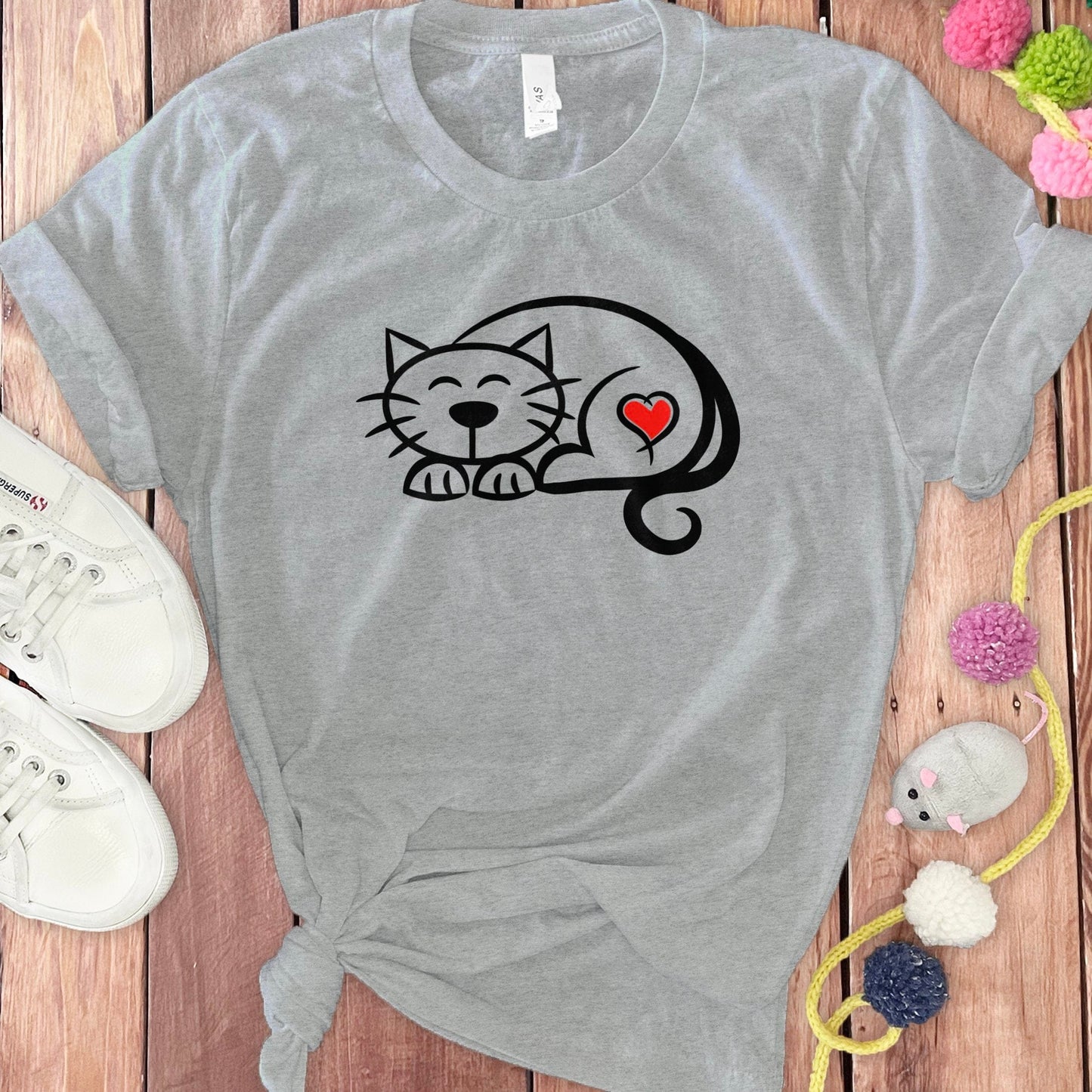 Cute Cat with Heart Tail Graphic T-Shirt product