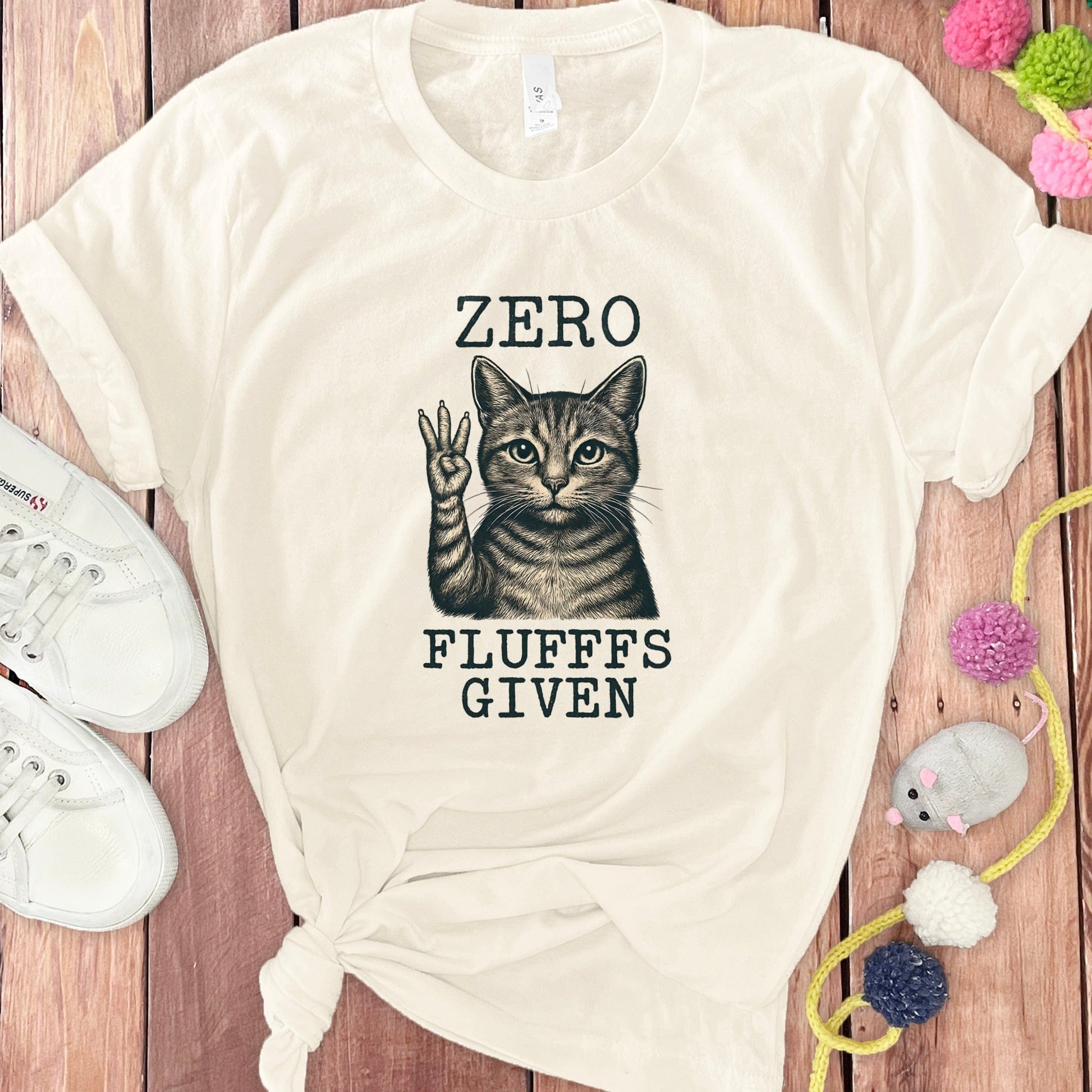 Zero Flufffs Given Funny Cat Graphic Tee product