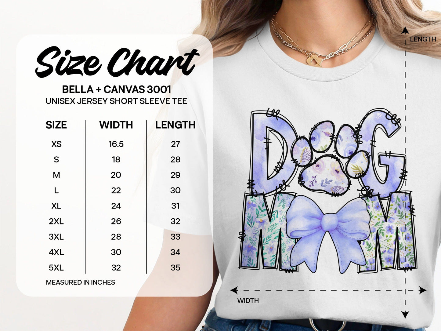 Dog Mom Graphic Shirt Size Chart Tee product