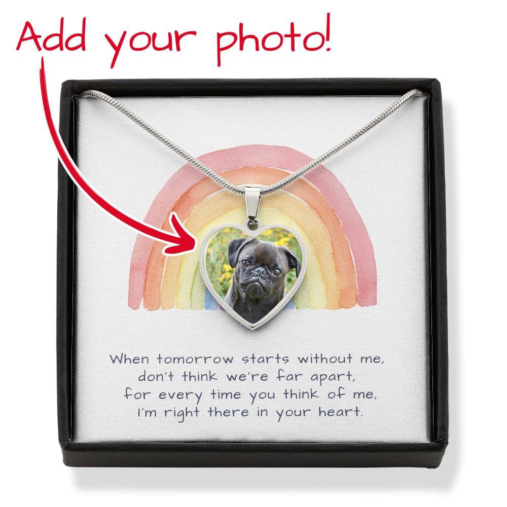 CUSTOM PET PHOTO HEART NECKLACE - RAINBOW BRIDGE