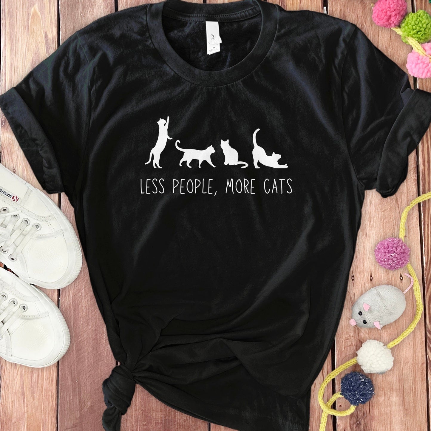 Less People More Cats Casual Black T-shirt product type