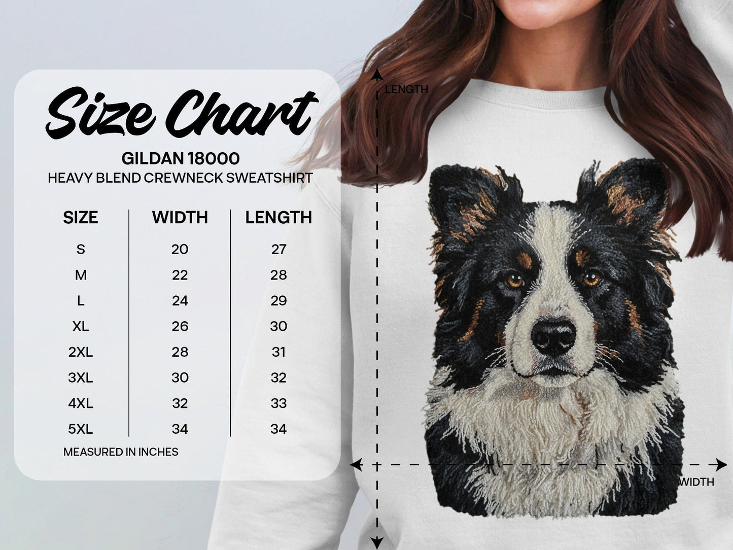 Border Collie Embroidered Crewneck Sweatshirt