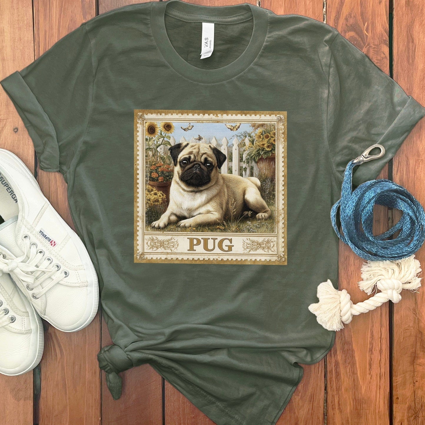 Vintage Style Pug Graphic T-Shirt Unique Pet Lover product