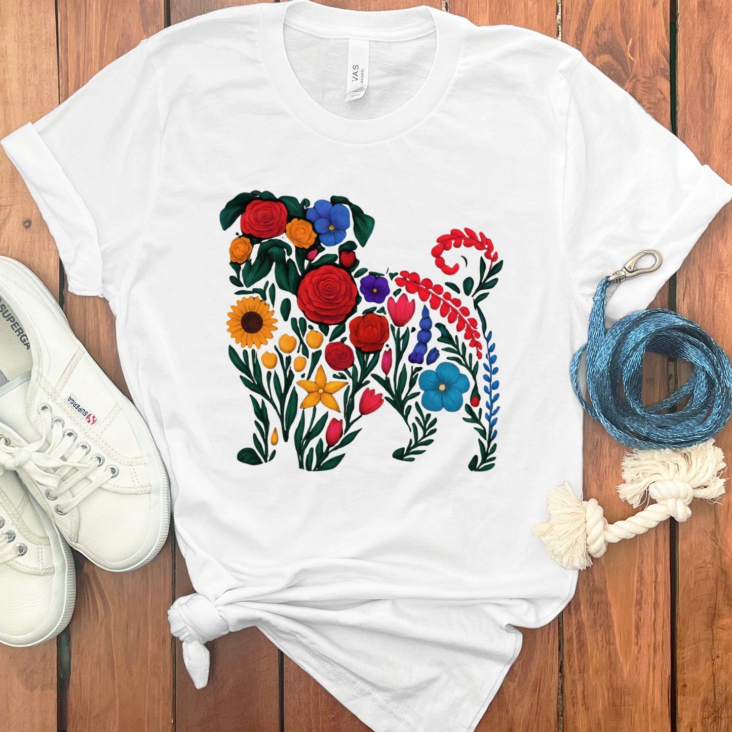 Graphic Dog Floral Design Short Sleeve T-shirt product
