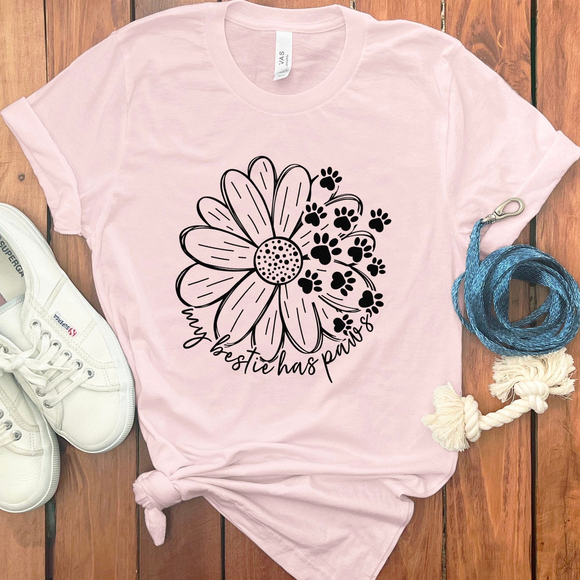 My Bestie Has Paws Daisy and Paw Prints T-shirt product