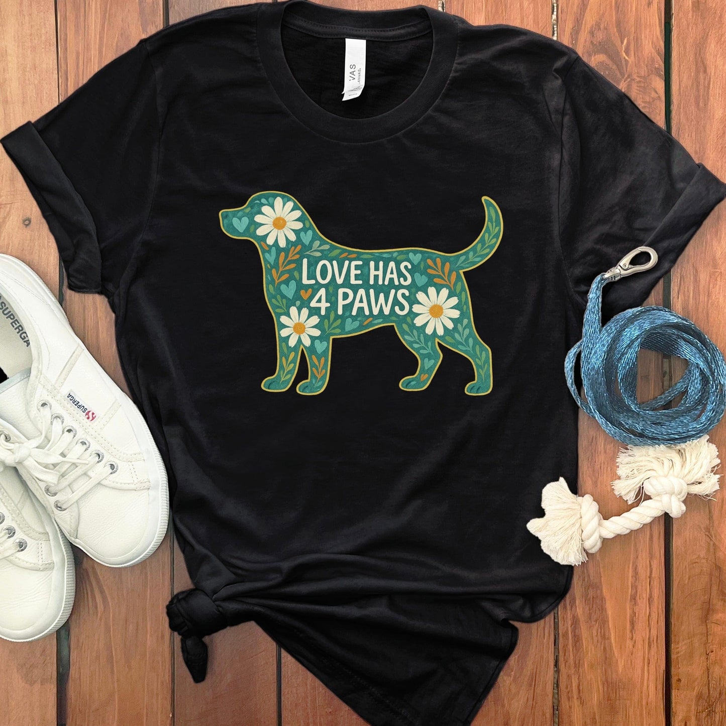 Love Has 4 Paws Floral Dog Silhouette Shirt product type