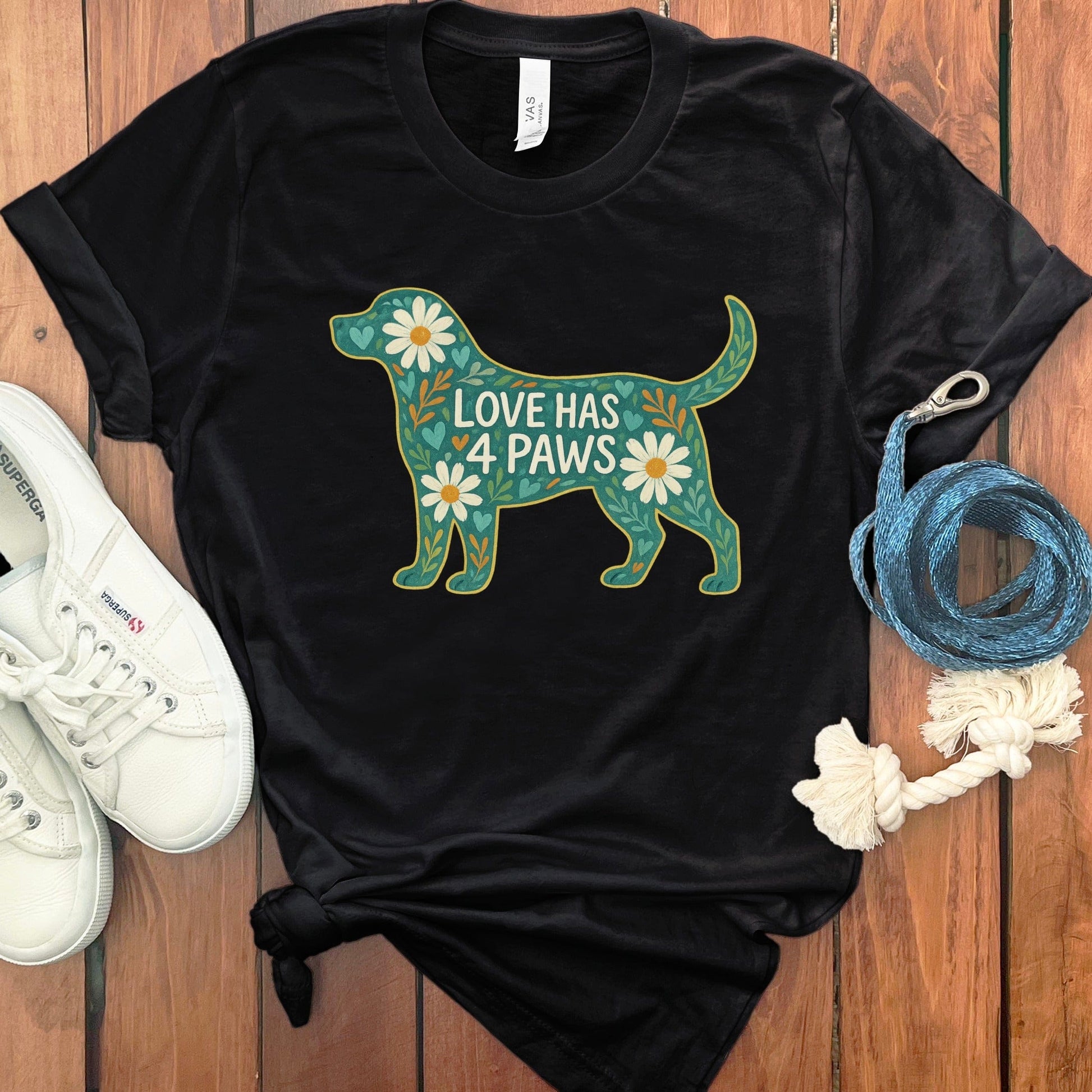 Love Has 4 Paws Floral Dog Silhouette Shirt product type