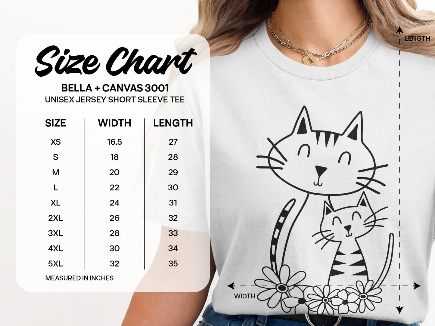 Cute Cats Graphic Tee With Size Chart Shirt product