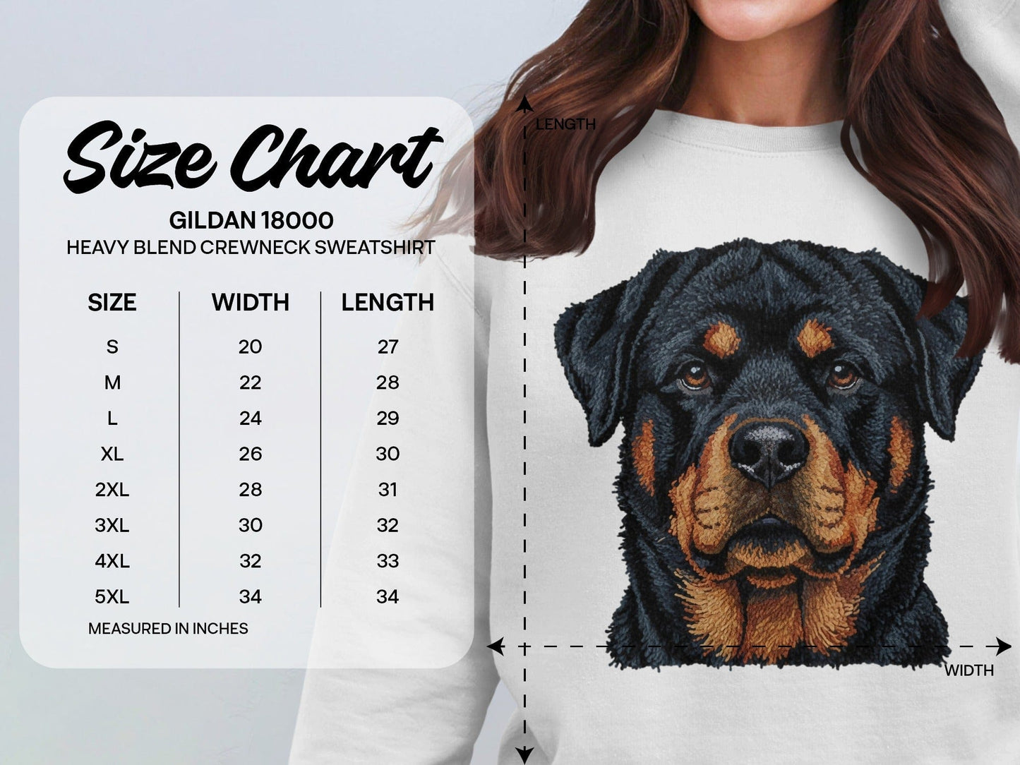 Detailed Rottweiler Embroidery Crewneck Sweatshirt