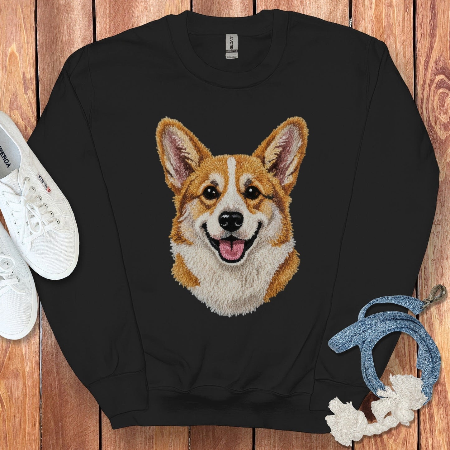 Adorable Corgi Embroidered Sweatshirt pet product