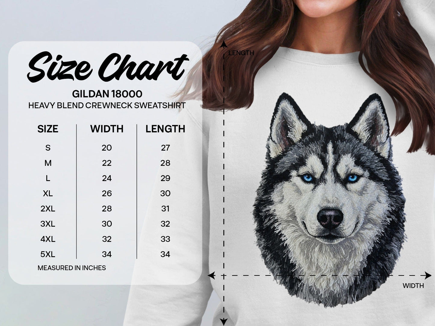 Gray Sweatshirt with Realistic Husky Dog Illustration