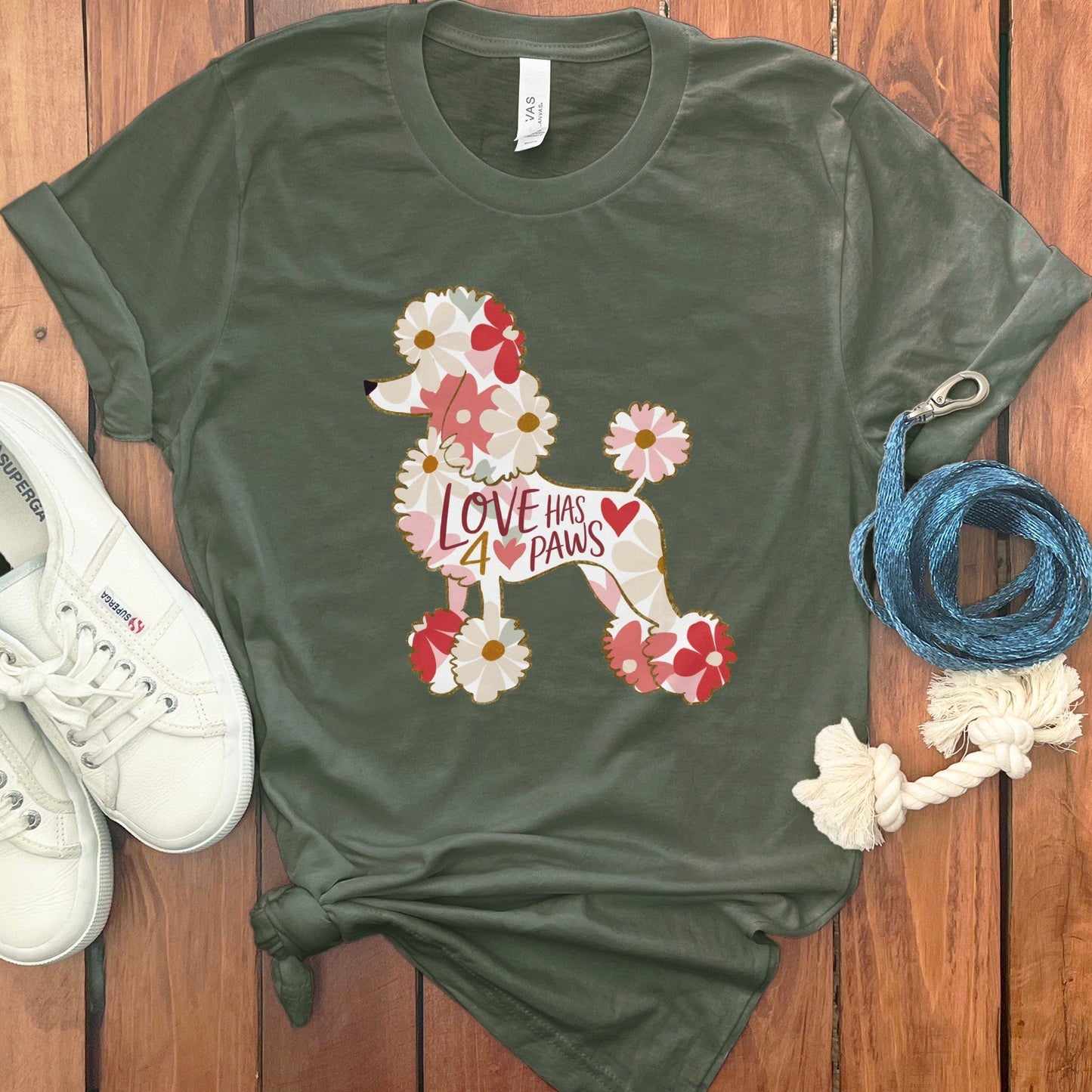 Love Has 4 Paws Floral Poodle Graphic T-shirt product