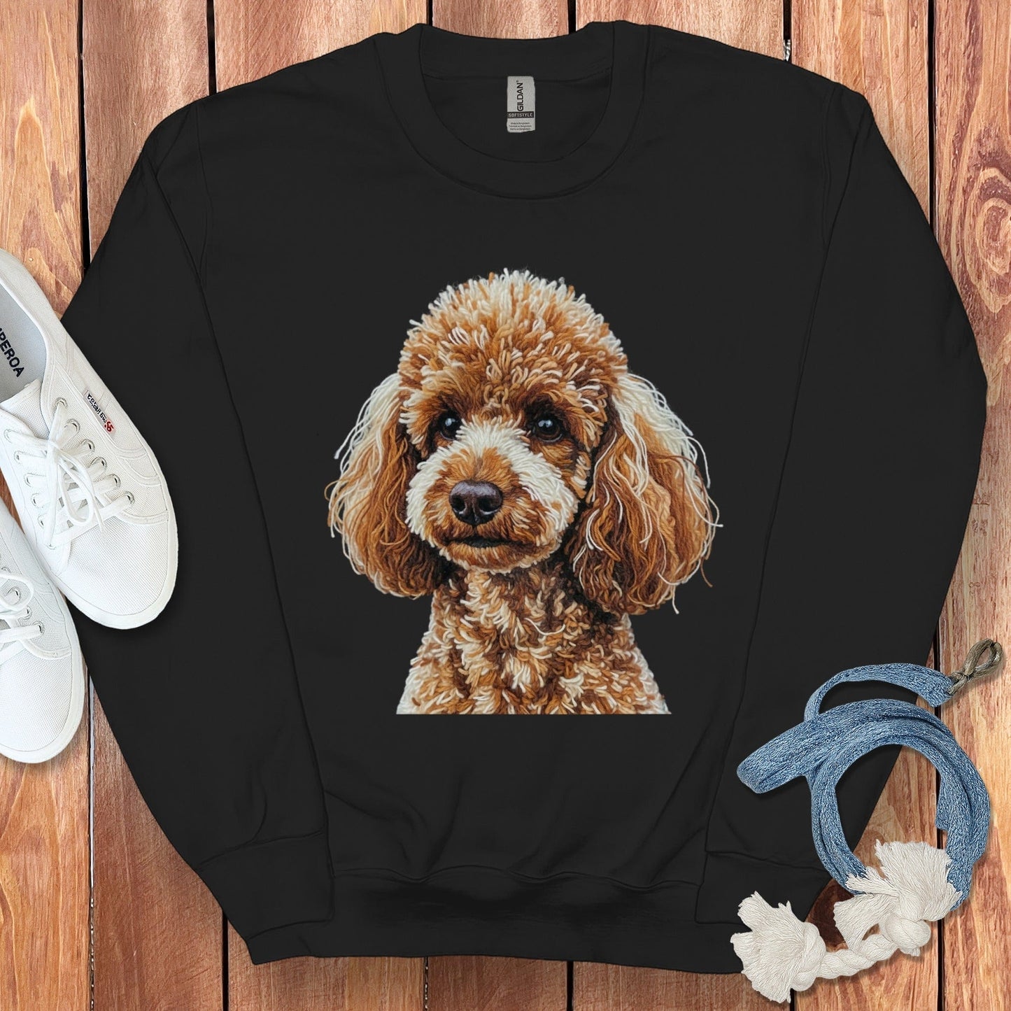 Realistic Poodle Dog Print Black Unisex Sweatshirt