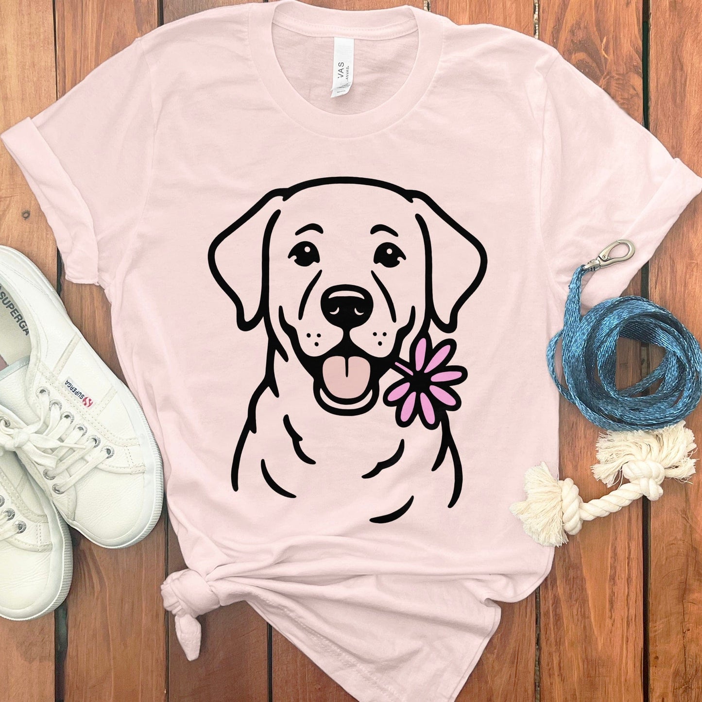 Cute Dog with Flower Graphic Pink T-shirt product