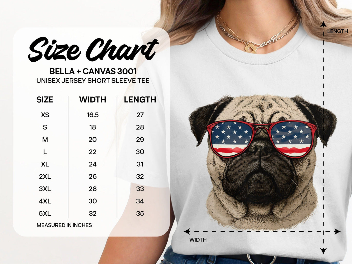 USA Flag Sunglasses Pug T-Shirt product type
