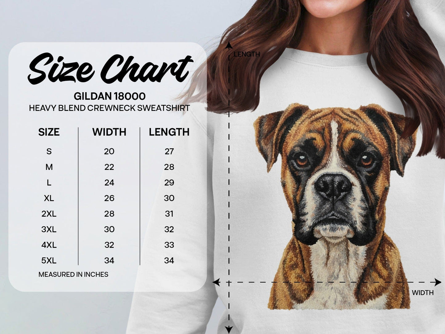Realistic Boxer Dog Artwork on Crewneck Sweatshirt