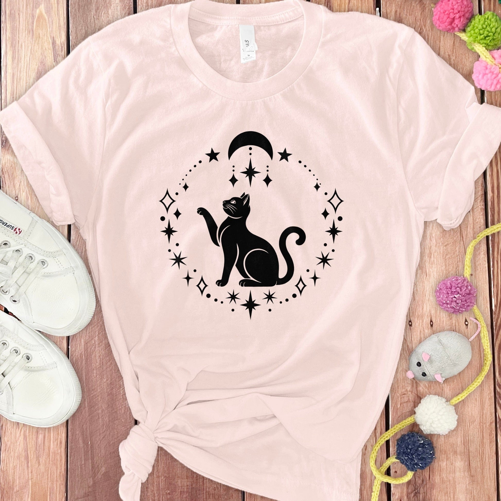 Mystical Cat and Moon Graphic Design T-Shirt product type