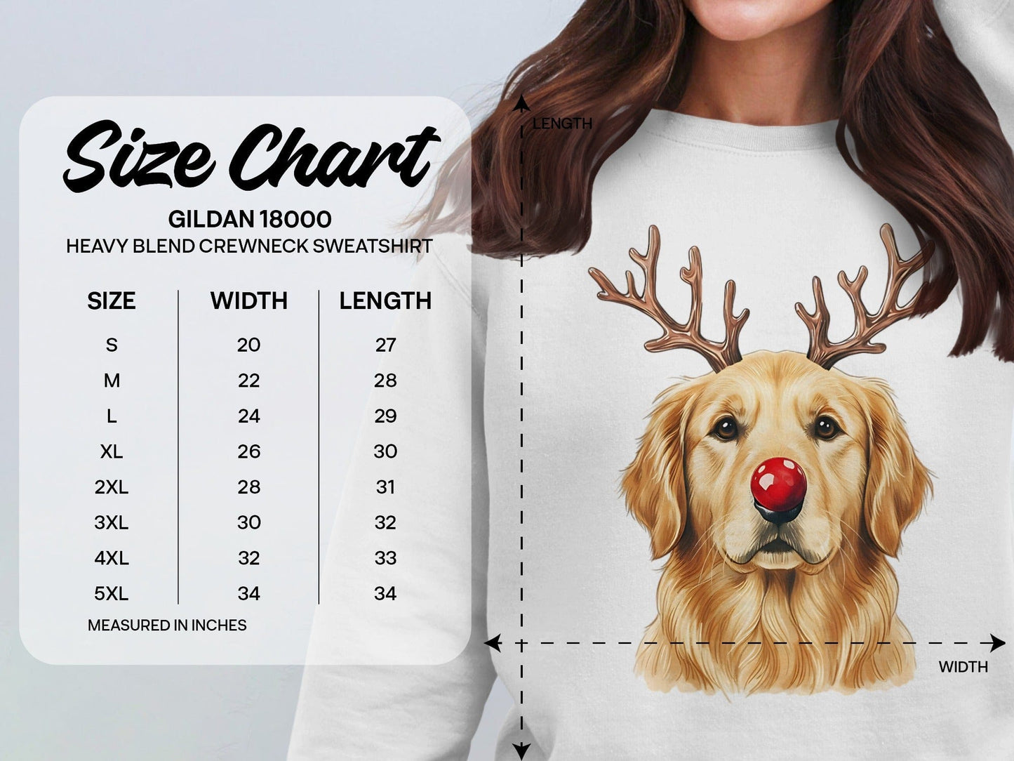 Cute Golden Retriever with Reindeer Antlers Sweatshirt