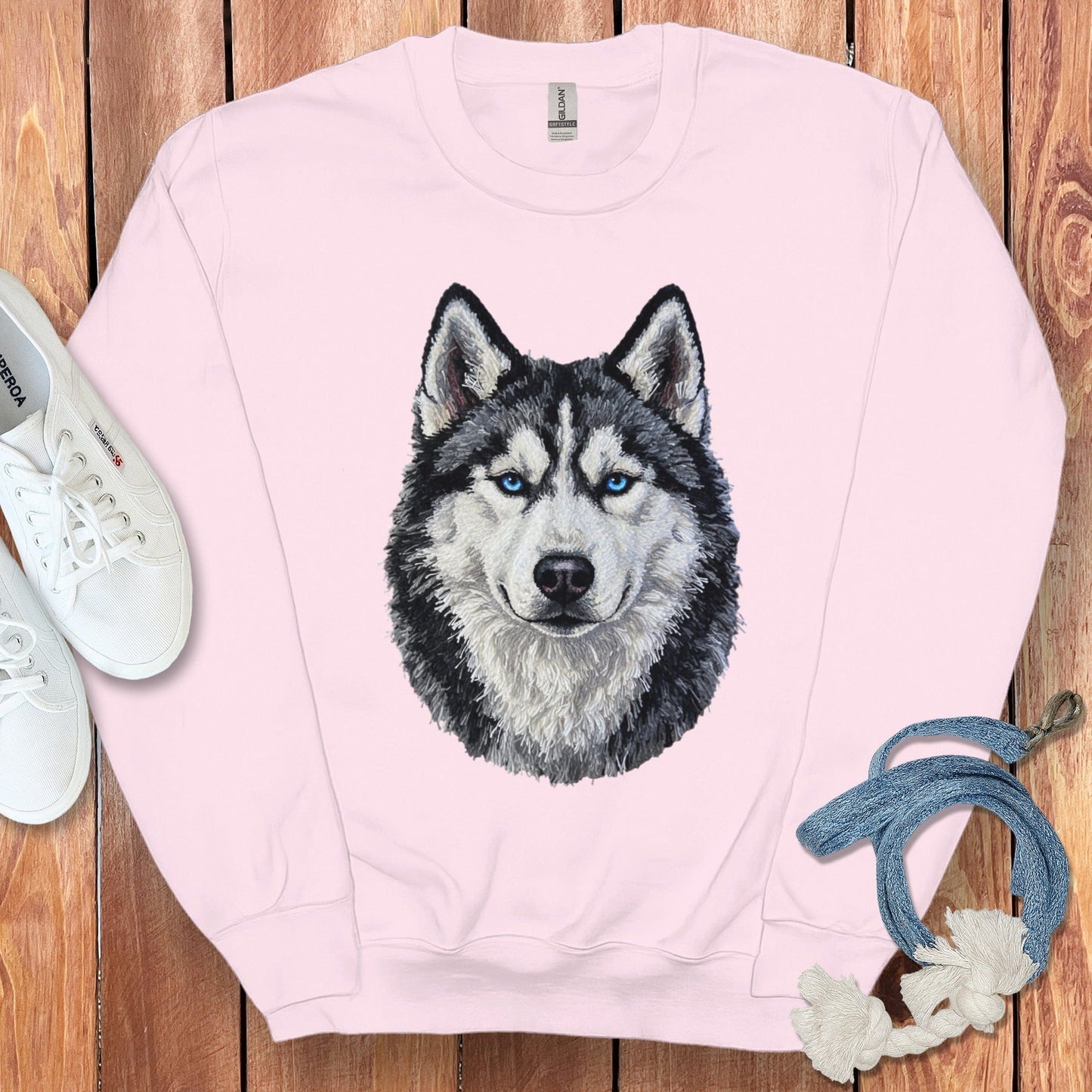 Husky Dog Face Print Warm and Cozy Sweatshirt