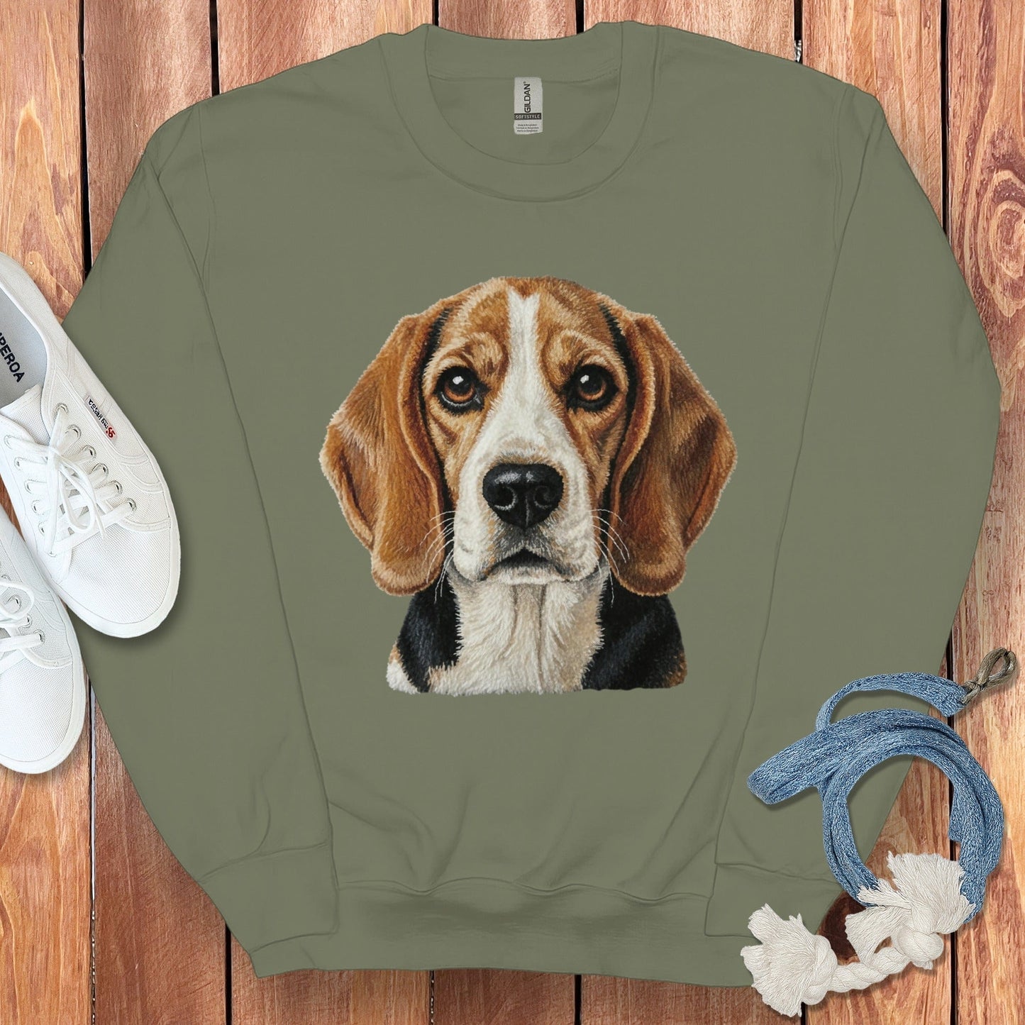 Beagle Dog Print Green Sweatshirt Animal Design