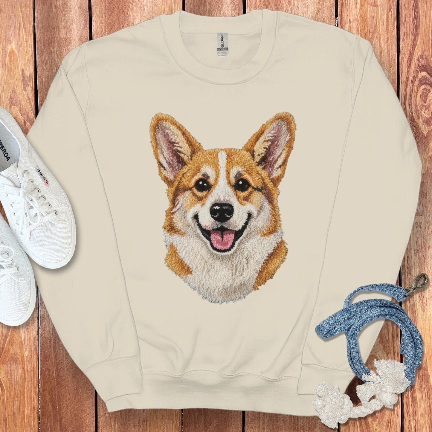 Smiling Corgi Dog Embroidery Design Sweatshirt product