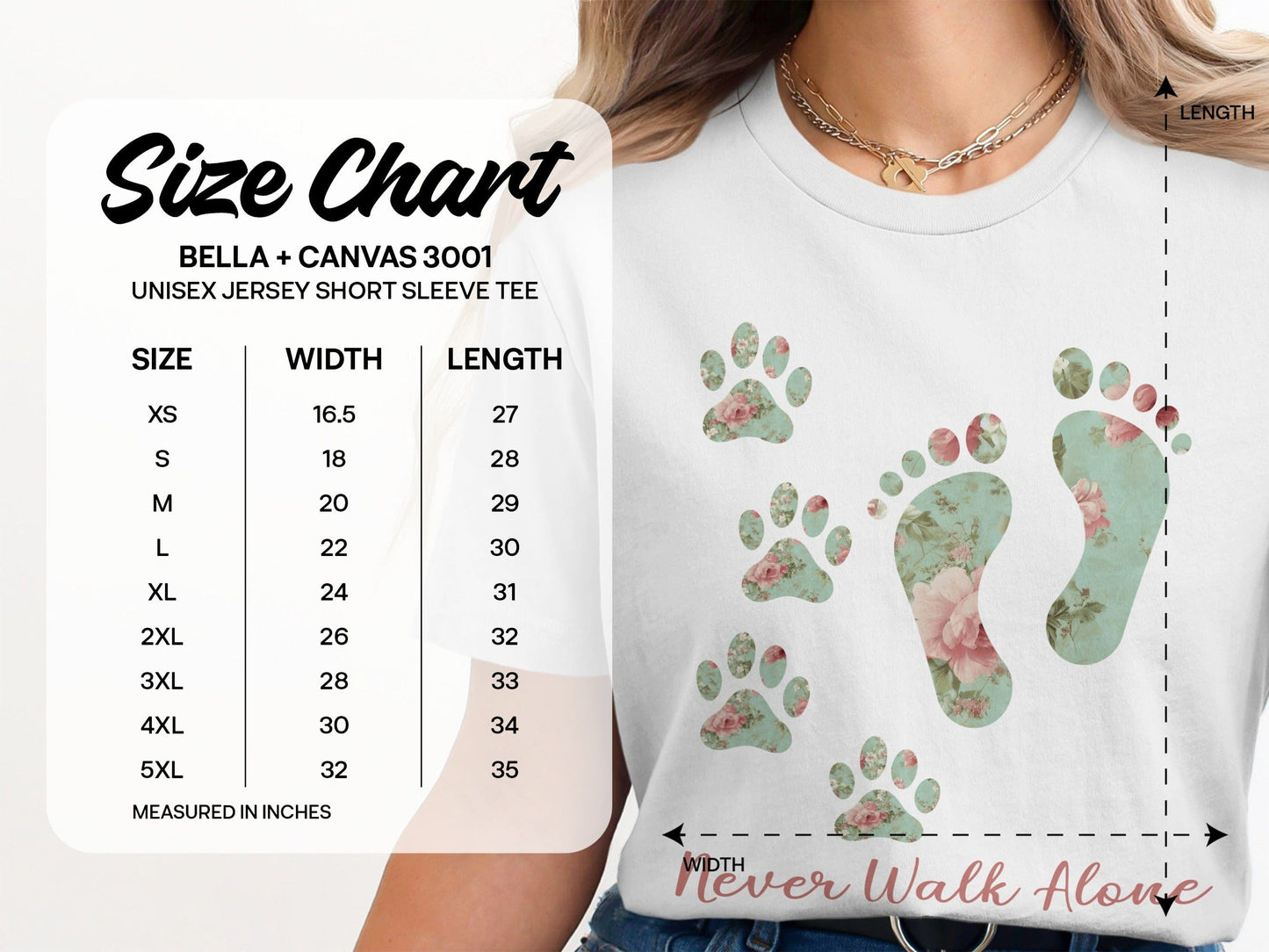 Floral Bear Paw And Human Footprints T-shirt product