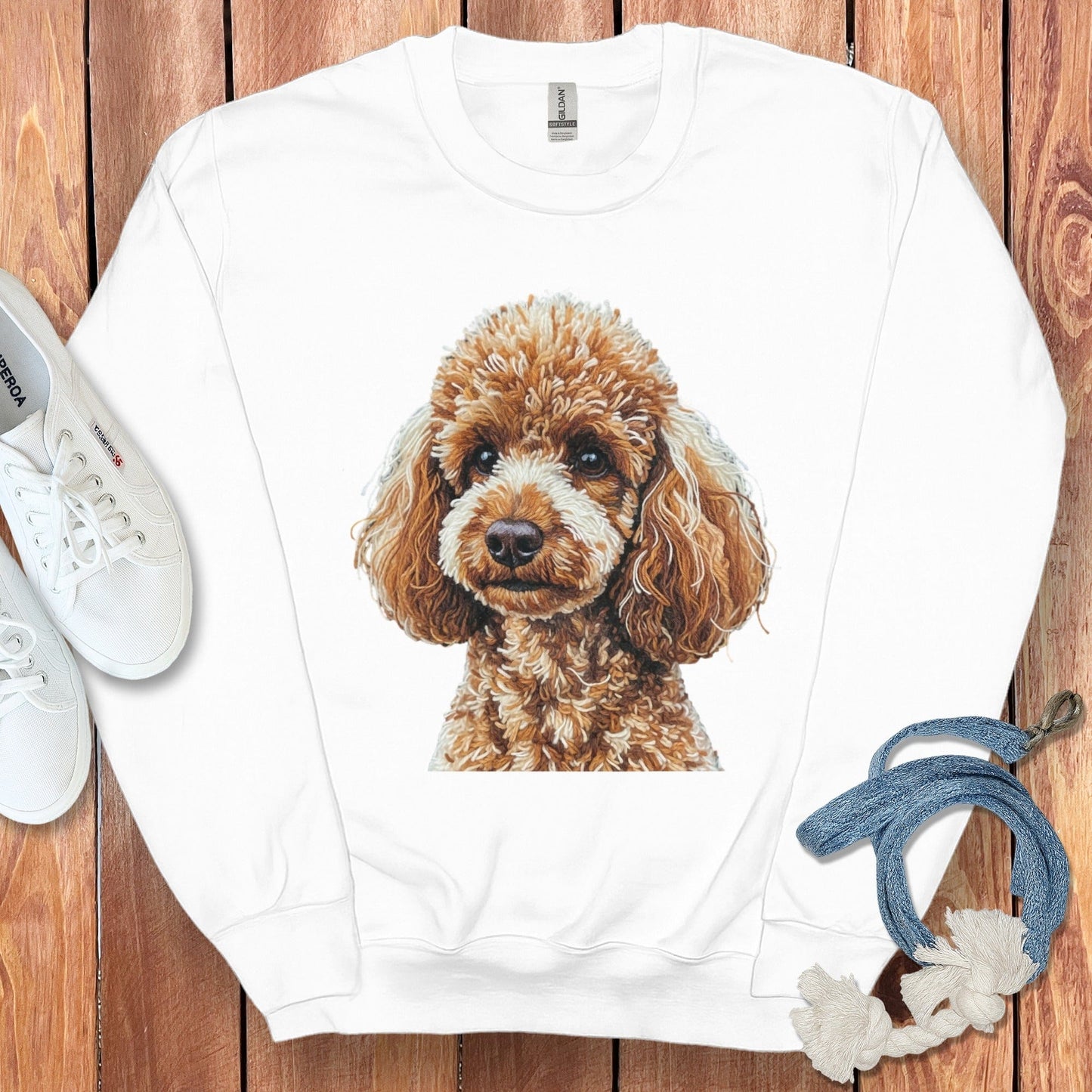 Cute Fluffy Dog Print Long Sleeve Fashionable Pullover