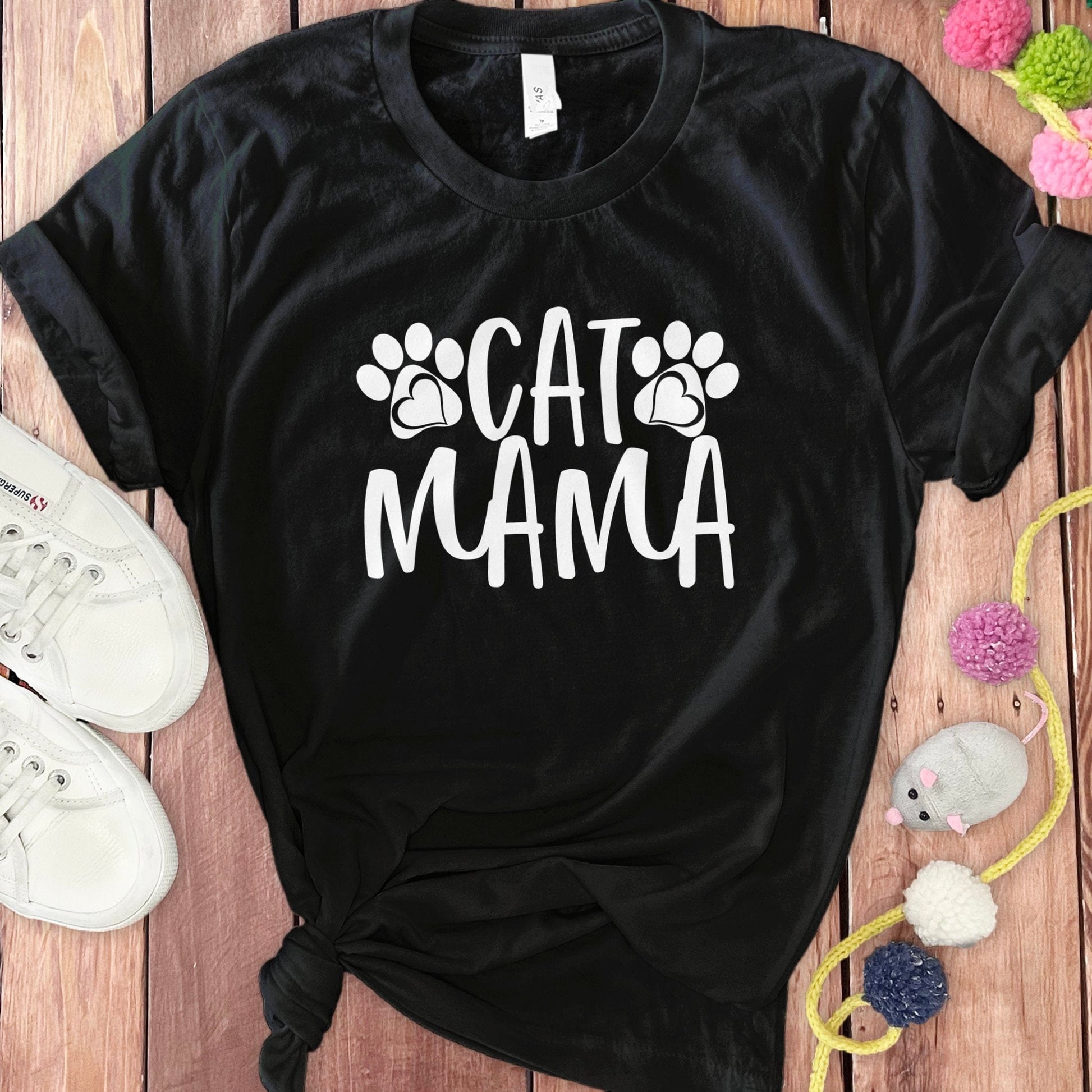 Cute Cat Mama T-Shirt with Paw Prints design product type