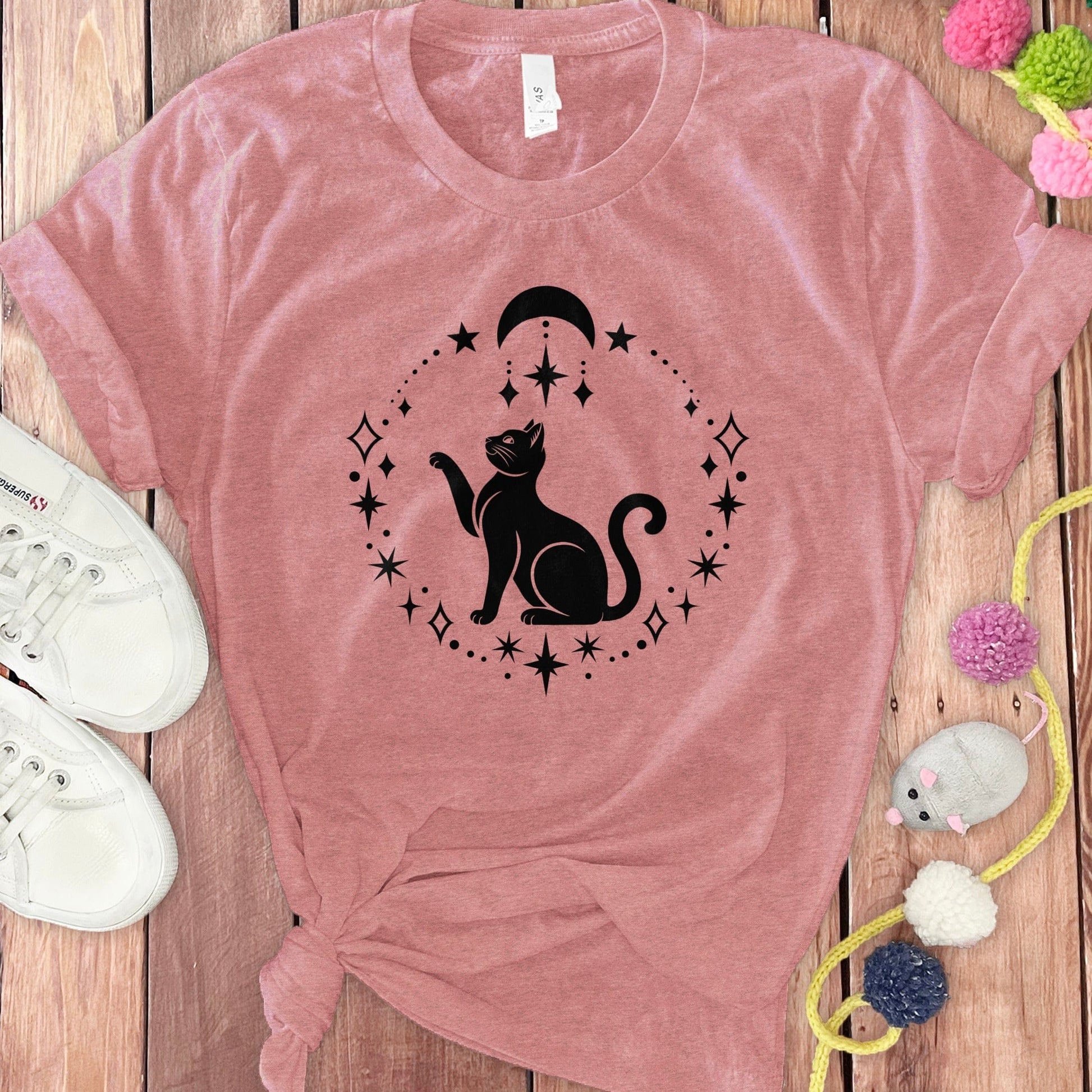 Cat and Moon Graphic Print T-Shirt product type