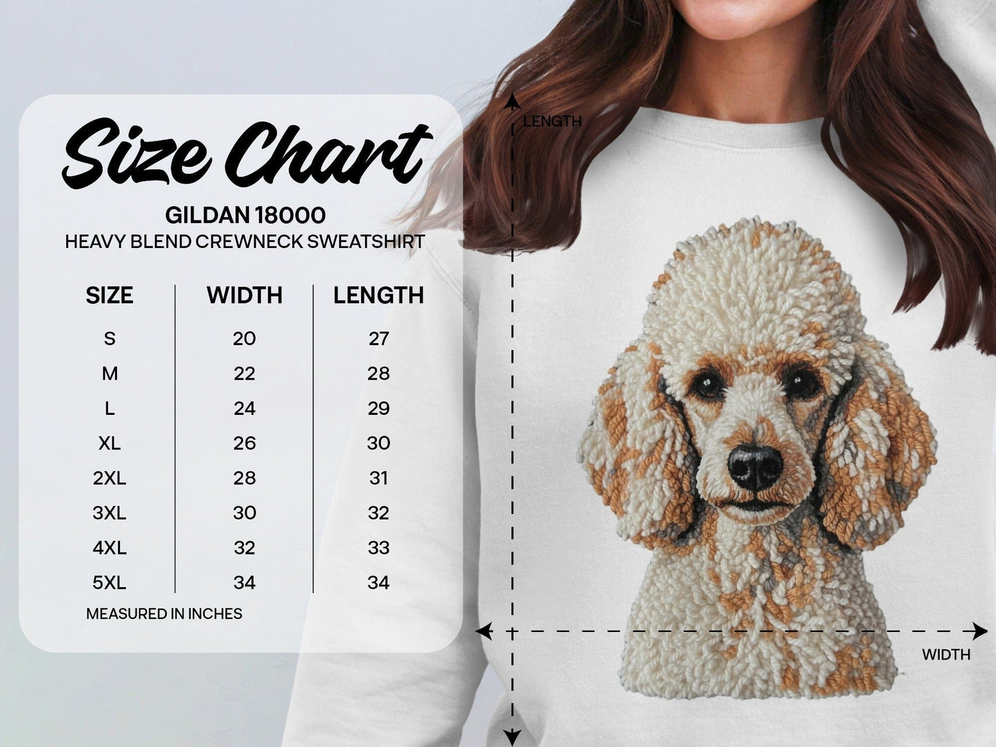 Embroidered Cute Poodle Graphic Gildan 18000 Sweatshirt