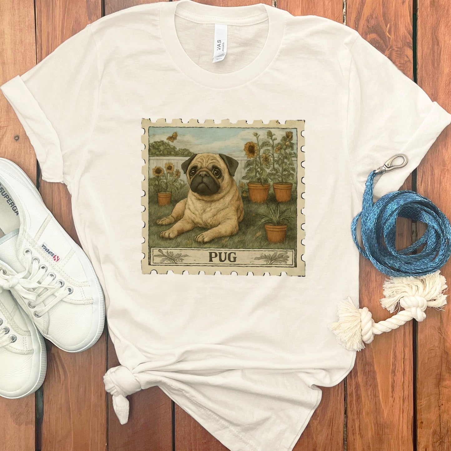 Pug Garden Design Graphic Tee Casual Wear Product