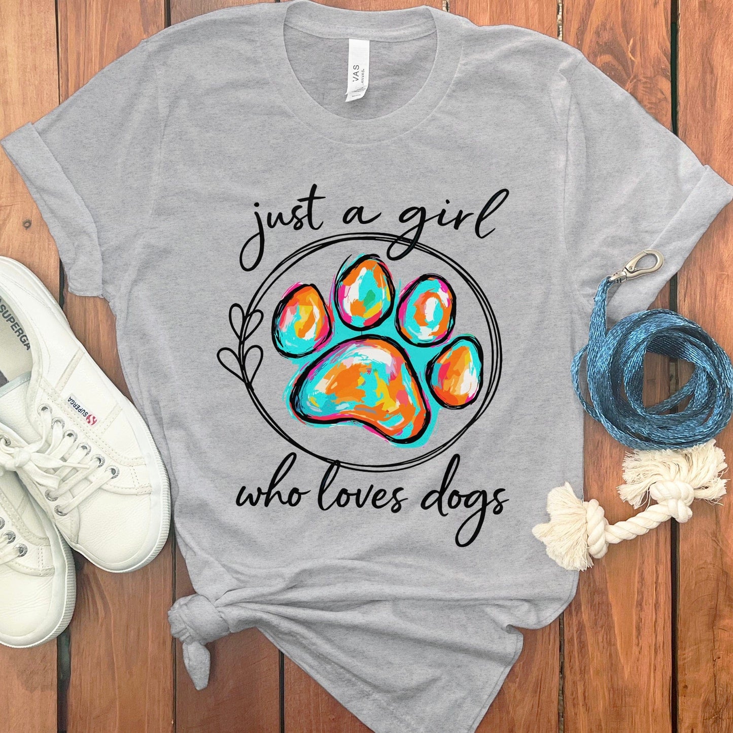 Just A Girl Who Loves Dogs Paw Print T-Shirt Product