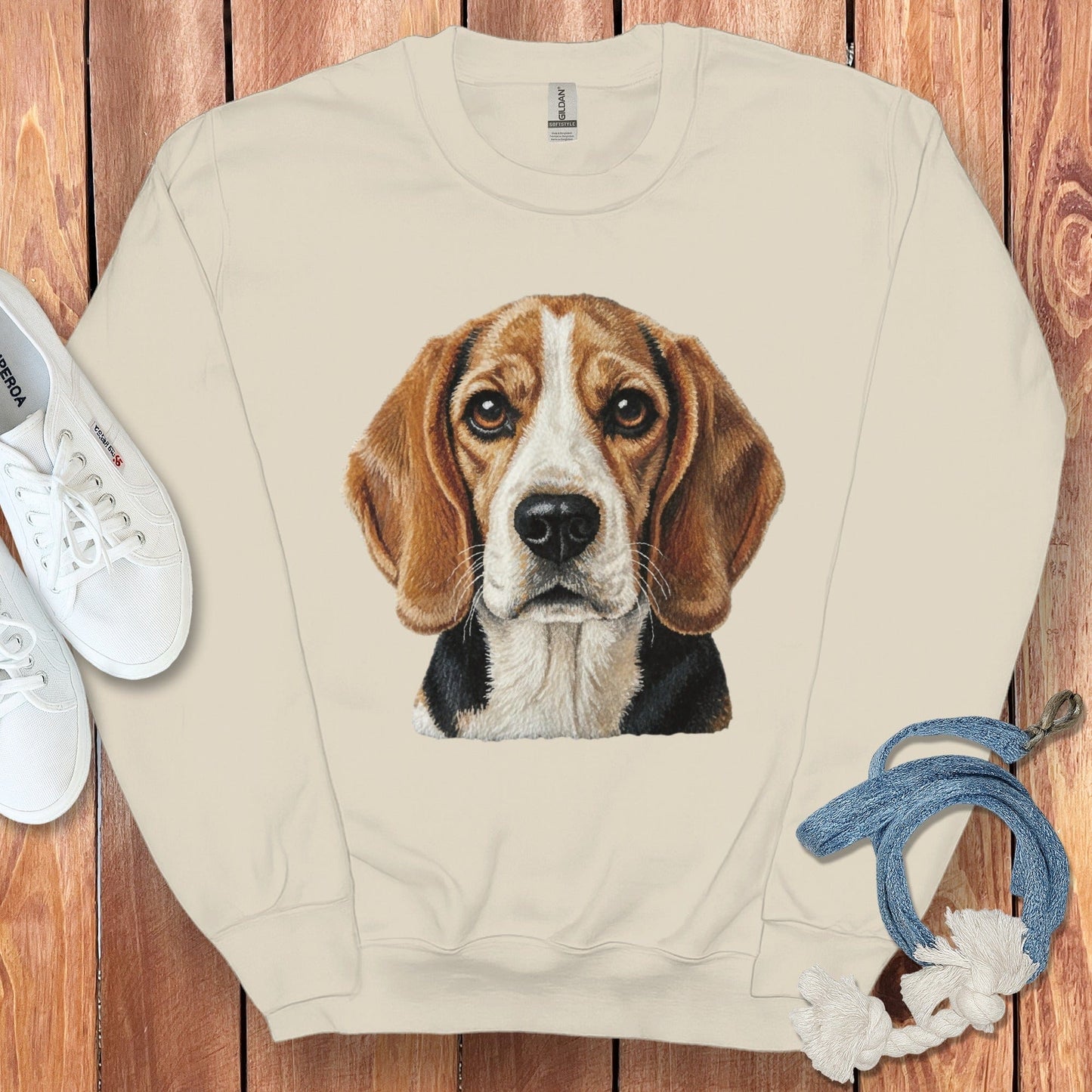 Realistic Beagle Print Long Sleeve Sweatshirt Product