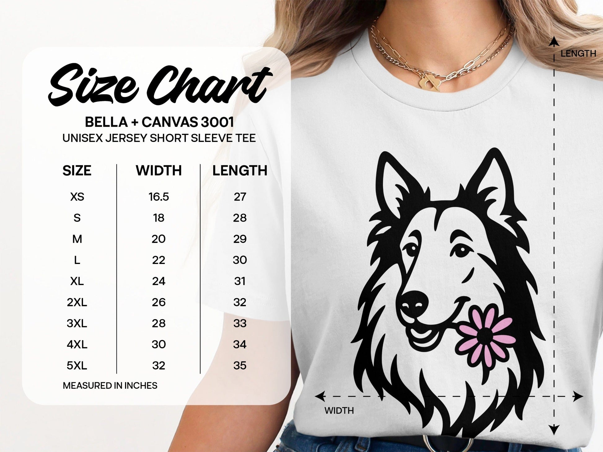 Cartoon Dog Face with Flower Unisex Short Sleeve Tee product
