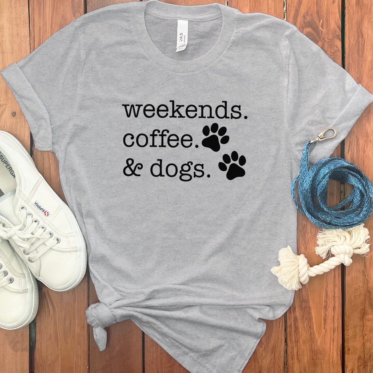 Weekends Coffee Dogs Graphic Paw Print T-Shirt product