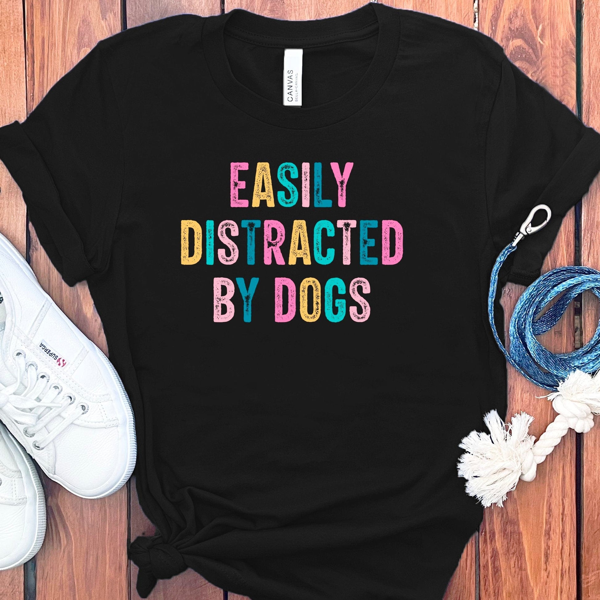 Easily Distracted by Dogs Colorful Print T-shirt product type