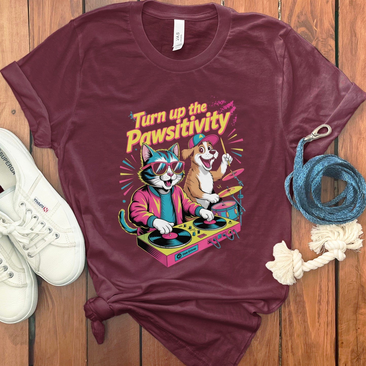 Turn up the Pawsitivity Cat and Dog T-Shirt product