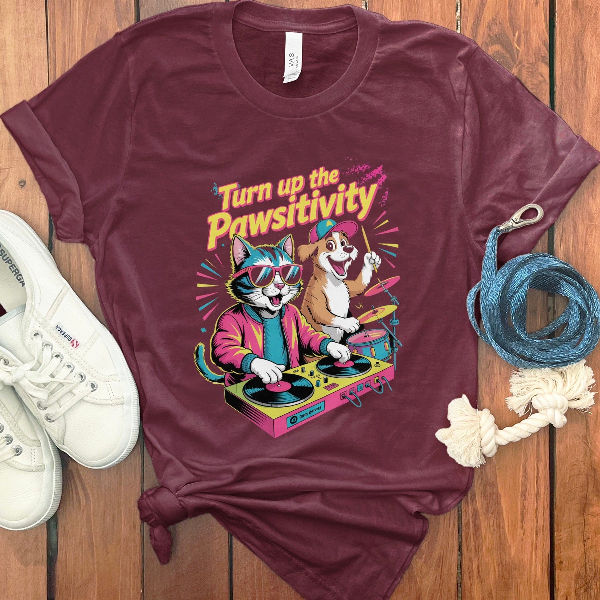 Turn up the Pawsitivity Cat and Dog T-Shirt product