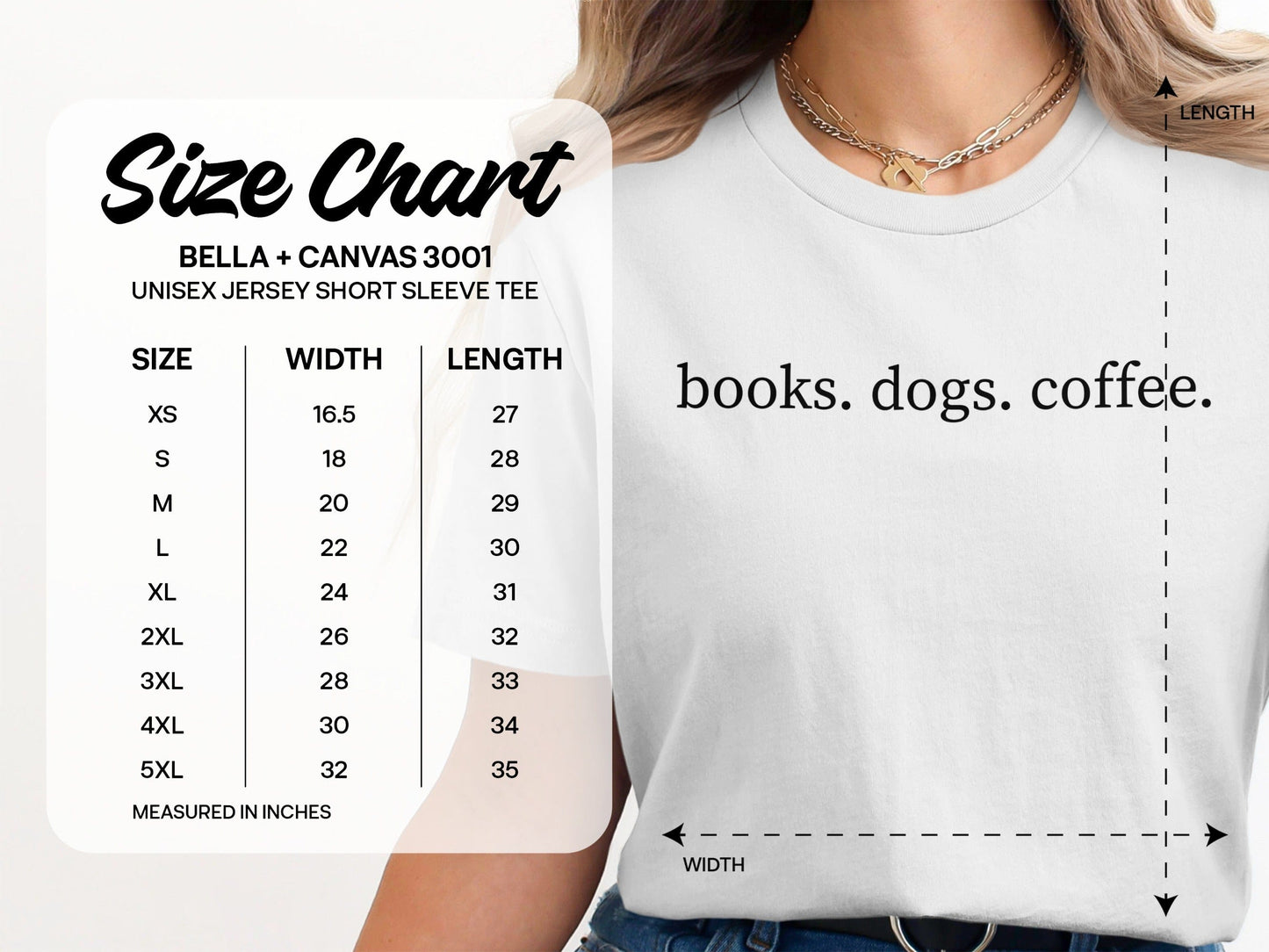 books dogs coffee graphic tee product