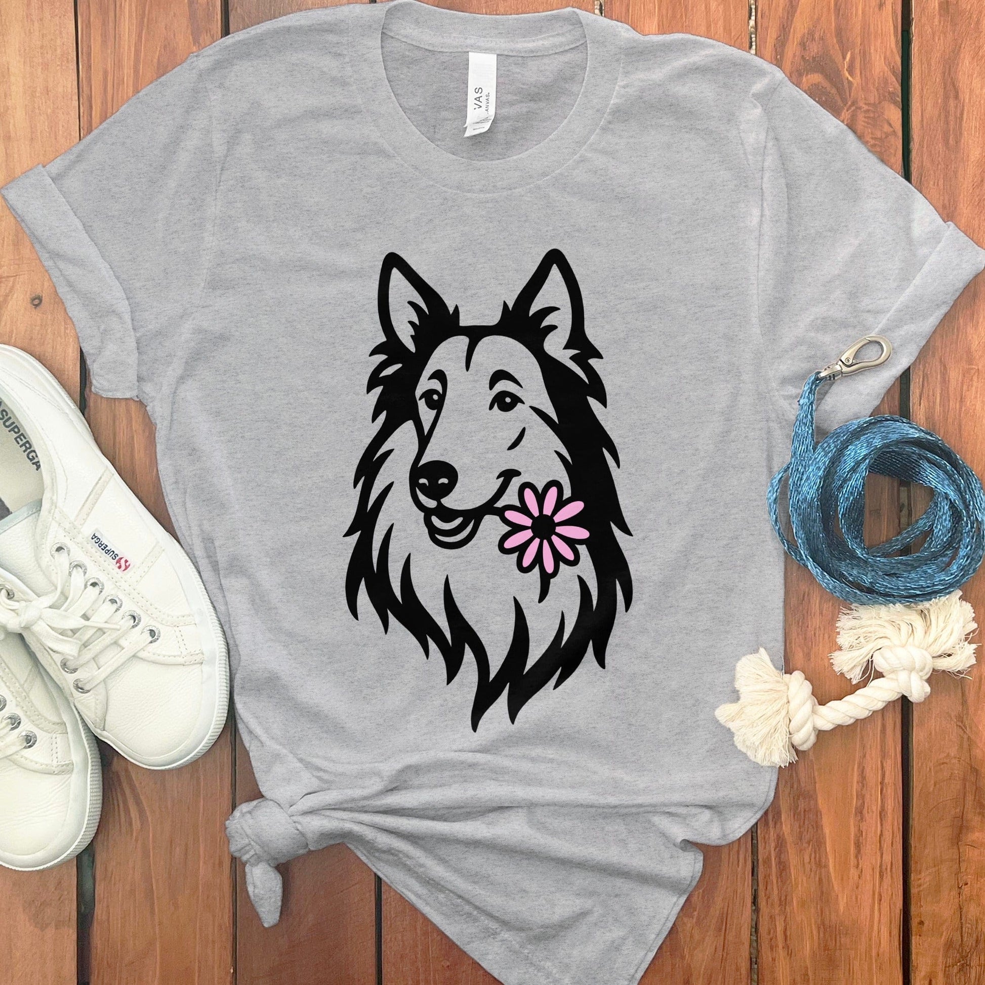 Happy Dog Graphic Tee with Floral Accent product type