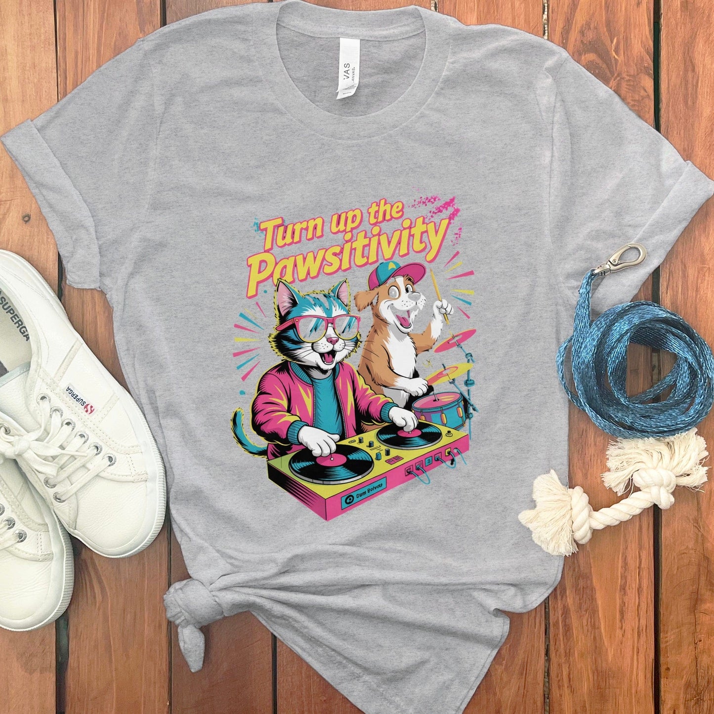 Turn Up The Pawsitivity DJ Cats Graphic T-shirt Product