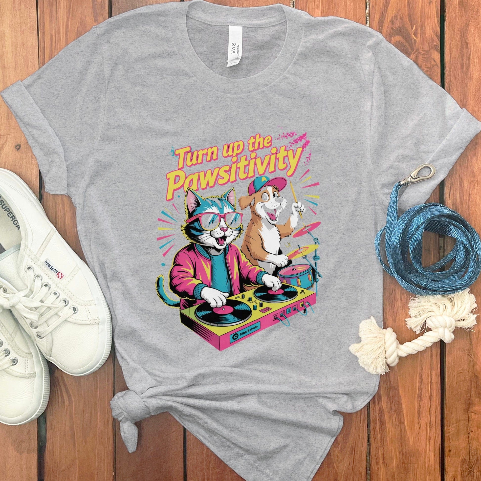 Turn Up The Pawsitivity DJ Cats Graphic T-shirt Product