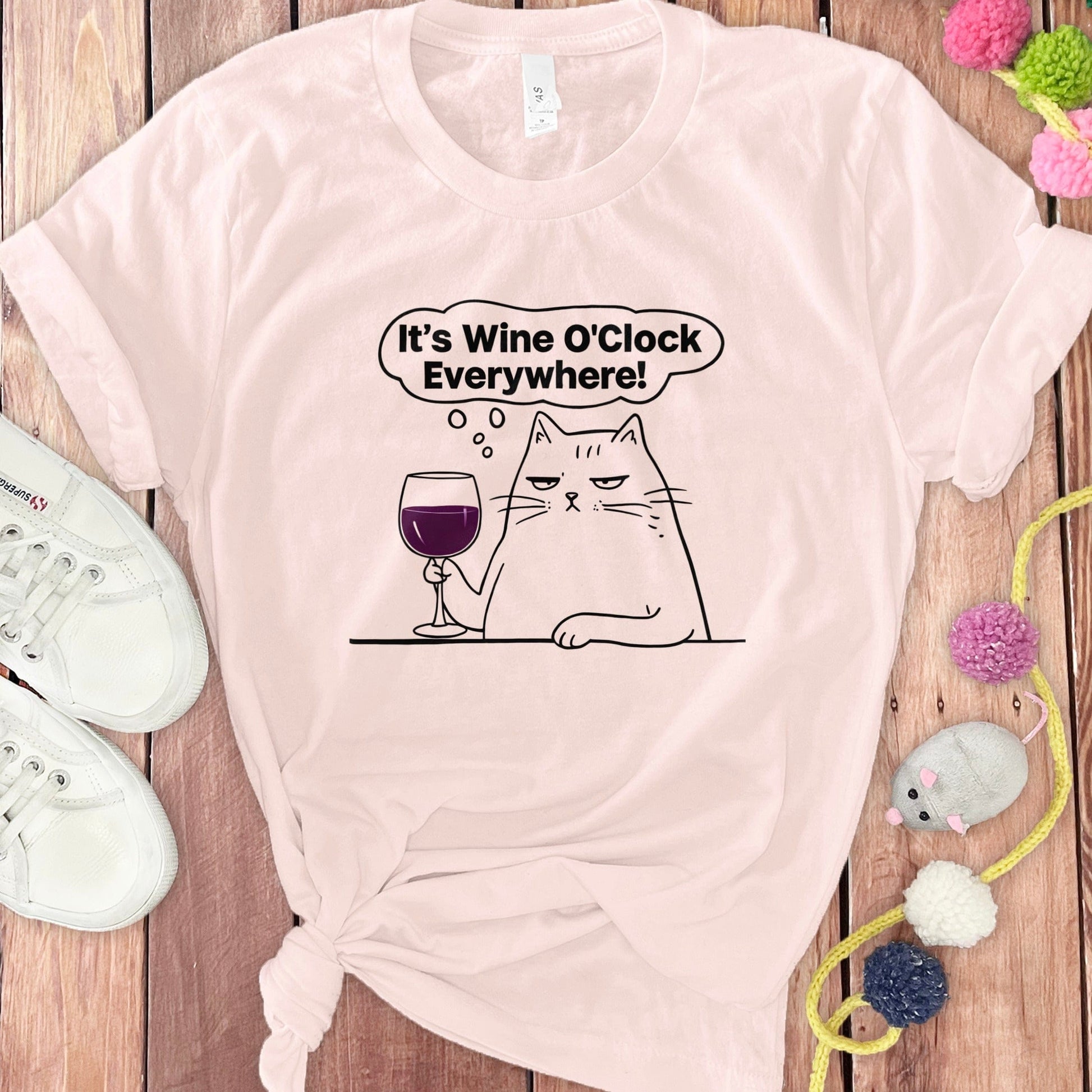 It's Wine O'Clock Everywhere Cat T-Shirt product
