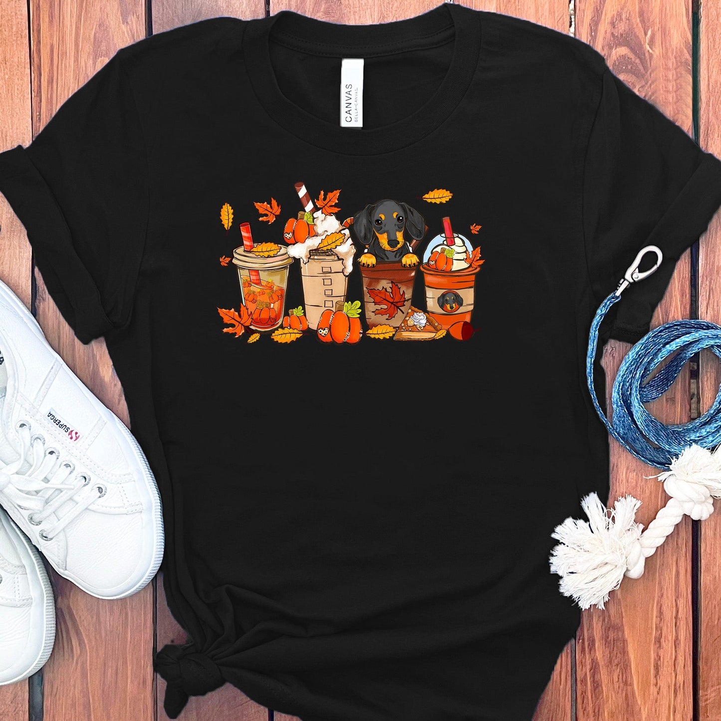 FALL DACHSHUND COFFEE T-SHIRT