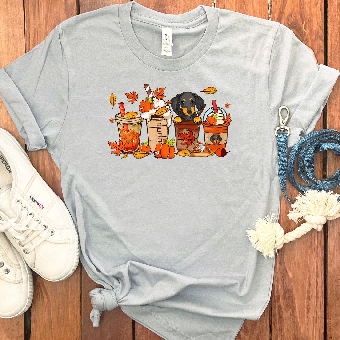 FALL DACHSHUND COFFEE T-SHIRT