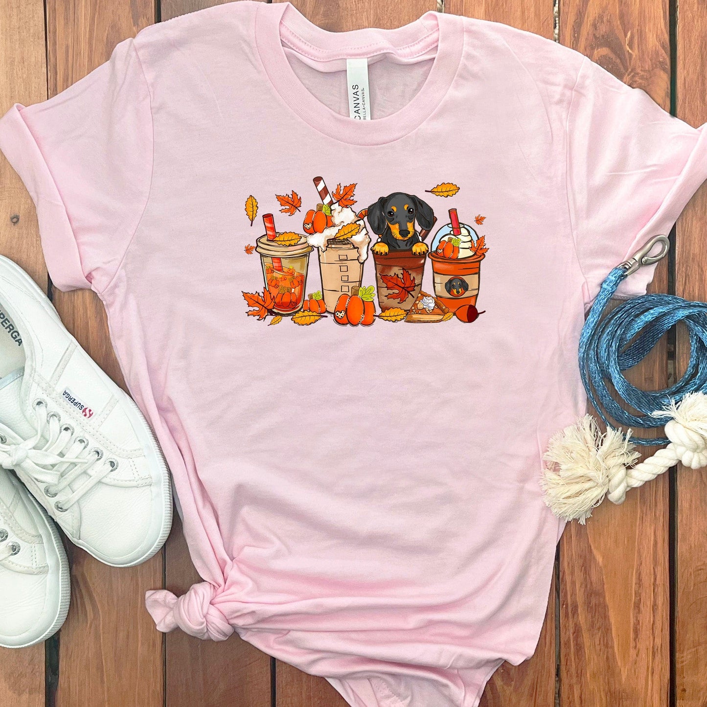 FALL DACHSHUND COFFEE T-SHIRT