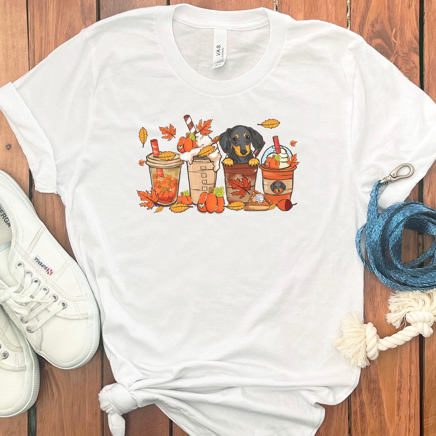 FALL DACHSHUND COFFEE T-SHIRT