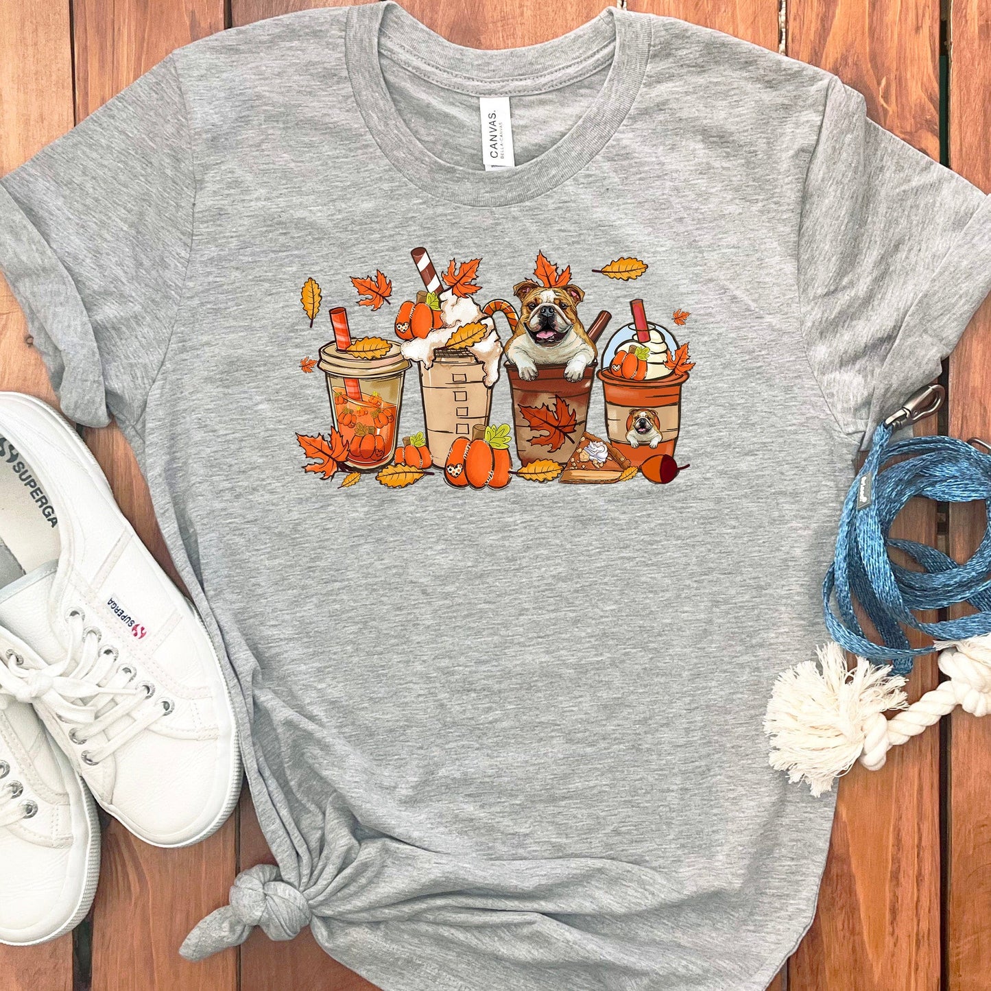 FALL ENGLISH BULLDOGS COFFEE T-SHIRT