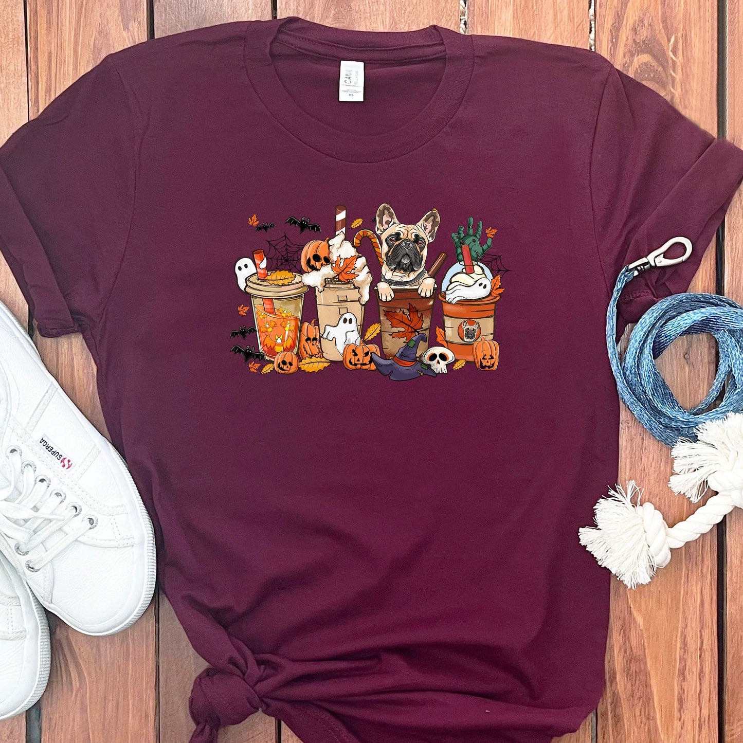 FALL FRENCH BULLDOGS COFFEE T-SHIRT